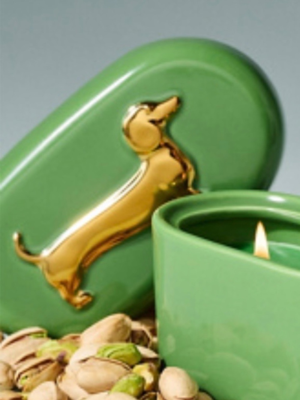 Anthropologie "Dachshund Gourmand Pistachio Ceramic Candle" NWT - Picture 3 of 5